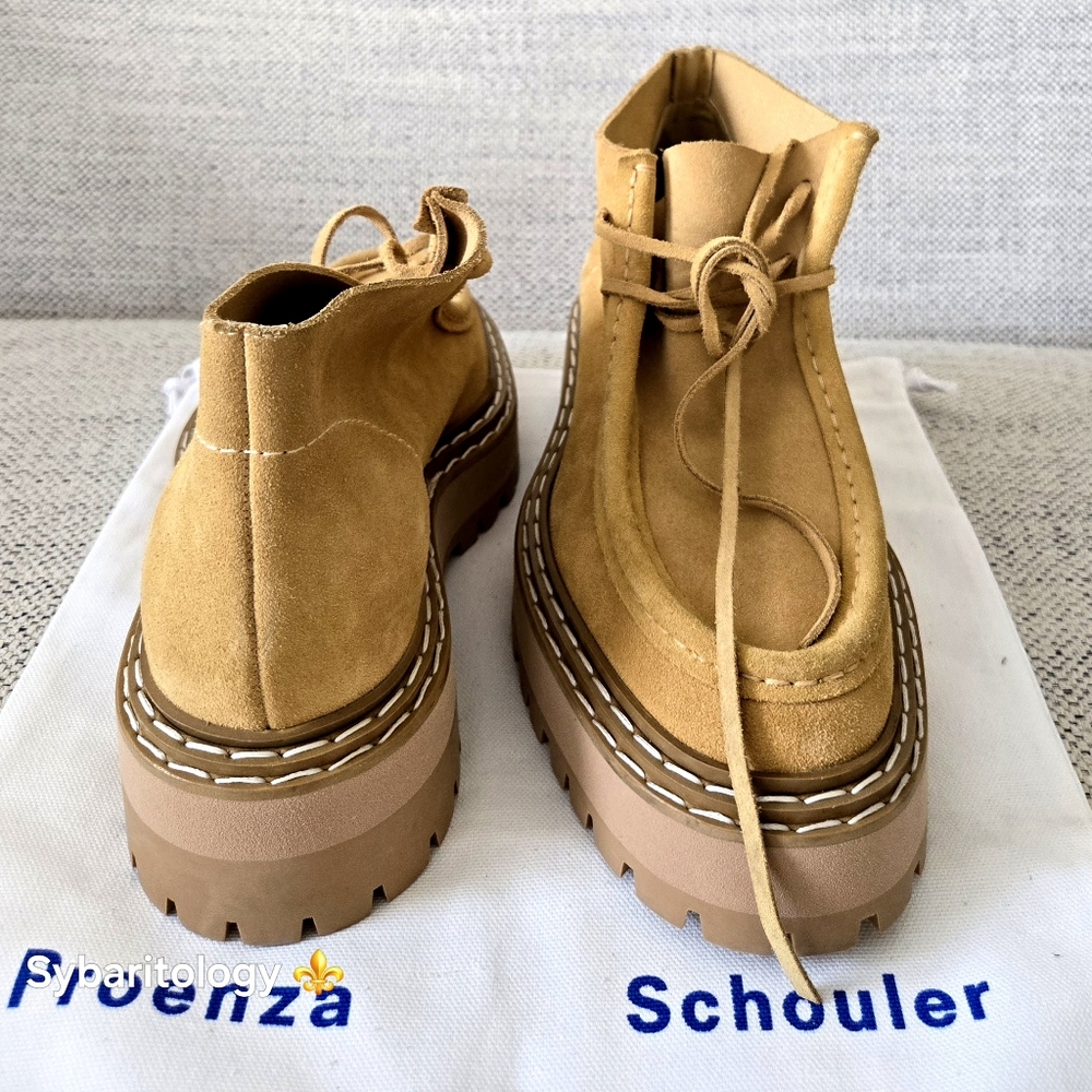 NWOB PROENZA SCHOULER Camel Suede Lug Sole Lace-Up Boots Size:39 Made in Italy